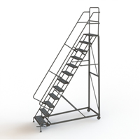 Heavy Duty Rolling Ladder, 12 Steps, 24" Step Width, 120" Platform Height, Steel Equipment World