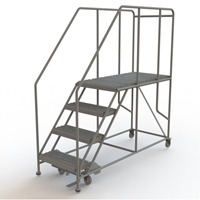 Mobile Work Platform, Steel, 4 Steps, 40" H, 47" D, 24" Step, Serrated Equipment World