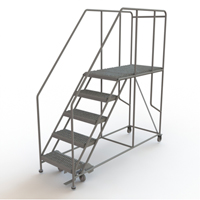 Mobile Work Platform, Steel, 5 Steps, 50" H, 47" D, 24" Step, Serrated Equipment World
