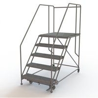 Mobile Work Platform, Steel, 5 Steps, 50" H, 36" D, 36" Step, Serrated VC599 | Equipment World