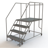 Mobile Work Platform, Steel, 4 Steps, 40" H, 48" D, 36" Step, Serrated Equipment World