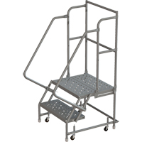 Escabeaux roulants &agrave; dessus profond, 2 marches, Largeur de la marche 16", Hauteur de la plateforme 20", Acier Equipment World