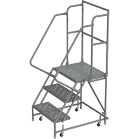 Deep Top Step Rolling Ladder, 3 Steps, 16" Step Width, 30" Platform Height, Steel Equipment World