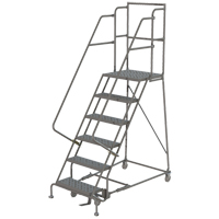 Deep Top Step Rolling Ladder, 9 Steps, 24" Step Width, 90" Platform Height, Steel Equipment World
