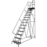Deep Top Step Rolling Ladder, 13 Steps, 24" Step Width, 130" Platform Height, Steel Equipment World