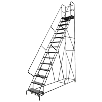 Deep Top Step Rolling Ladder, 15 Steps, 24" Step Width, 150" Platform Height, Steel Equipment World