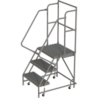 Deep Top Step Rolling Ladder, 3 Steps, 16" Step Width, 30" Platform Height, Steel Equipment World