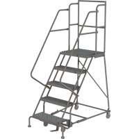 Deep Top Step Rolling Ladder, 5 Steps, 16" Step Width, 50" Platform Height, Steel VC766 | Equipment World