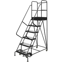 Deep Top Step Rolling Ladder, 6 Steps, 24" Step Width, 60" Platform Height, Steel VC769 | Equipment World