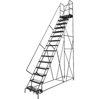 Deep Top Step Rolling Ladder, 15 Steps, 24" Step Width, 150" Platform Height, Steel Equipment World