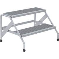 Aluminum Step Stand, 2 Step(s), 32-13/16" W x 24-9/16" L x 20" H, 500 lbs. Capacity Equipment World