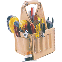 Electrical & Maintenance Tool Pouches, Leather, 17 Pockets, Beige VE823 | Equipment World