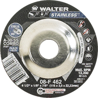 Depressed Centre Grinding Wheels - Stainless Type 27, 4-1/2" x 1/8", 7/8" Arbor, Type 27 Equipment World