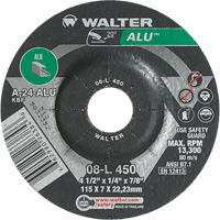 Aluminium Depressed Centre Grinding Wheels, 4-1/2" x 1/4", 7/8" Arbor, Type 27 Equipment World