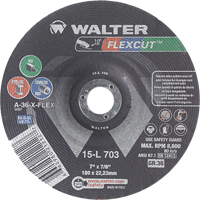 Flexcut Depressed Centre Grinding Wheels, 7", 36 Grit, Aluminum Oxide, 7/8", 8600 RPM, Type 29 Equipment World