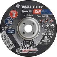 Zip Cutting and Grinding Wheel, 3" x 1/13", 3/8" Arbor, Type 27, 60 Grit, Aluminum Oxide Equipment World