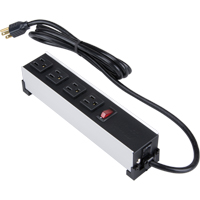 Indoor Brushed Aluminum Power Bar, 4 Outlet(s), 6' Equipment World