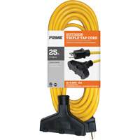 Vinyl Extension Cord, Outdoor, SJTW, 12/3 AWG, 15 A, 3 Outlet(s), 25' Equipment World