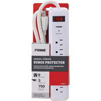 Surge Protector, 6 Outlets, 750 J, 1875, 3' Cord Equipment World