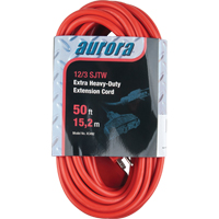 Vinyl Extension Cord, Outdoor, SJTW, 12/3 AWG, 15 A, 3 Outlet(s), 50' Equipment World