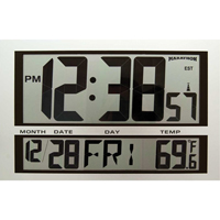 Jumbo Clock, Digital, Battery Operated, 16.5" W x 1.7" D x 11" H, Silver XD075 | Equipment World