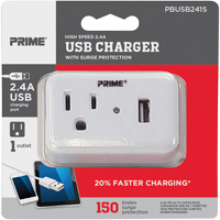 Prime&reg; USB Charger with Surge Protector Equipment World