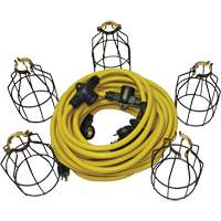 LED String Lights with Connector, 5 Lights, 50' L, Metal Housing Equipment World