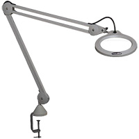Lampe grossissante, Dioptrie 5, Ampoule DEL, Bras de 45", Pinces serre-joints, Gris Equipment World