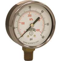 Economy Pressure Gauge, 2-1/2" , 0 - 60 psi, Bottom Mount, Analogue Equipment World