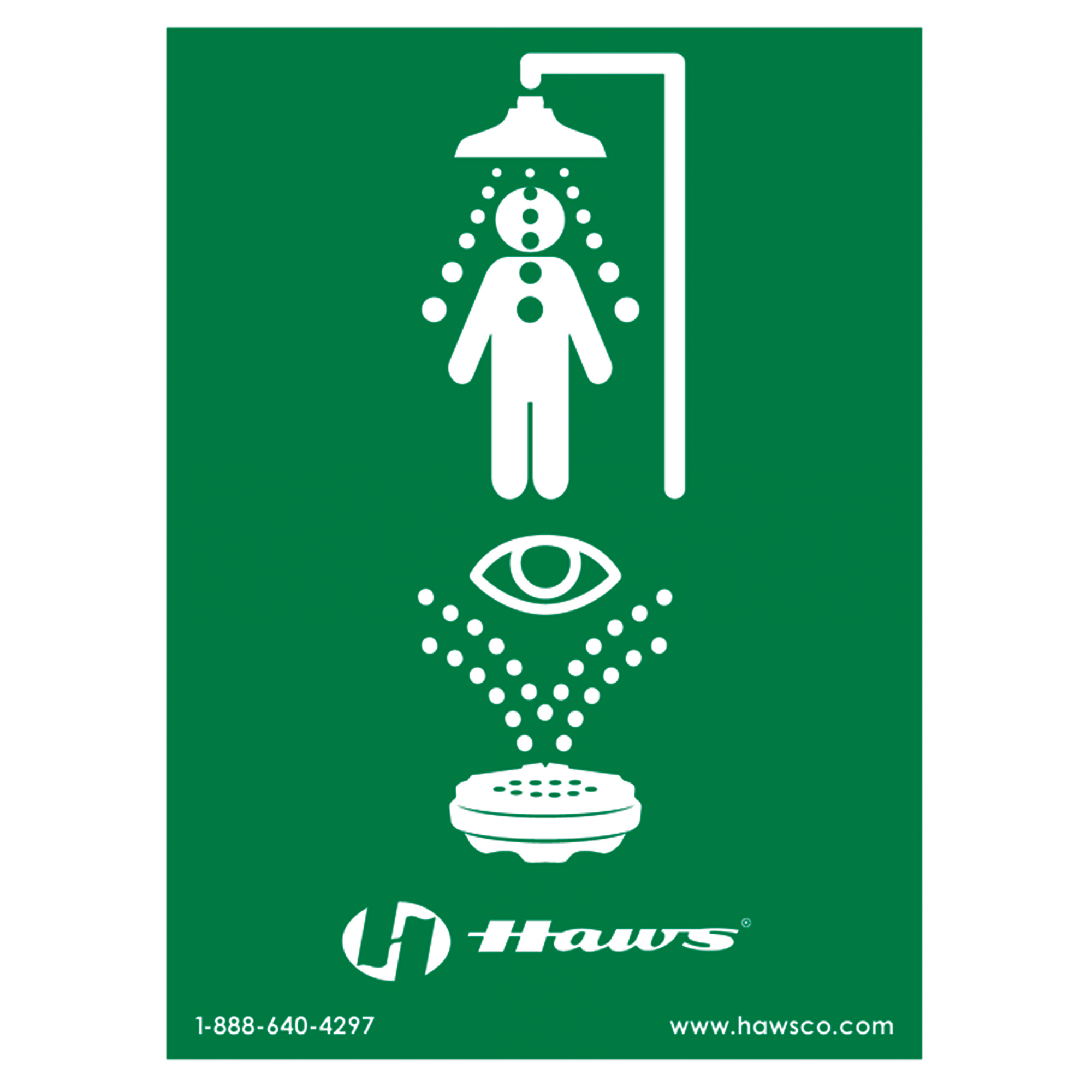 HAWS Emergency Shower/Eyewash Sign, 24" x 18", Plastic, Pictogram